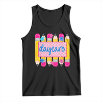 Cute Daycare Teacher Yellow Pencils Graphic Tank Top Retro Back to School Childcare Gift