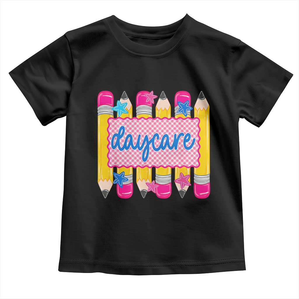 Cute Daycare Teacher Yellow Pencils Graphic Toddler T Shirt Retro Back to School Childcare Gift