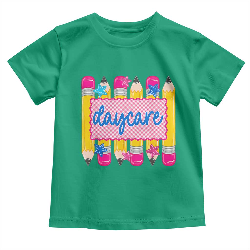 Cute Daycare Teacher Yellow Pencils Graphic Toddler T Shirt Retro Back to School Childcare Gift