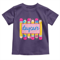 Cute Daycare Teacher Yellow Pencils Graphic Toddler T Shirt Retro Back to School Childcare Gift