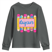 Cute Daycare Teacher Yellow Pencils Graphic Youth Sweatshirt Retro Back to School Childcare Gift