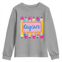 Cute Daycare Teacher Yellow Pencils Graphic Youth Sweatshirt Retro Back to School Childcare Gift