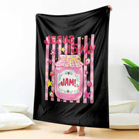 Cute Christian Faith Preppy Graphic Throw Blanket Jesus Is My Jam Strawberry Fruit Jar