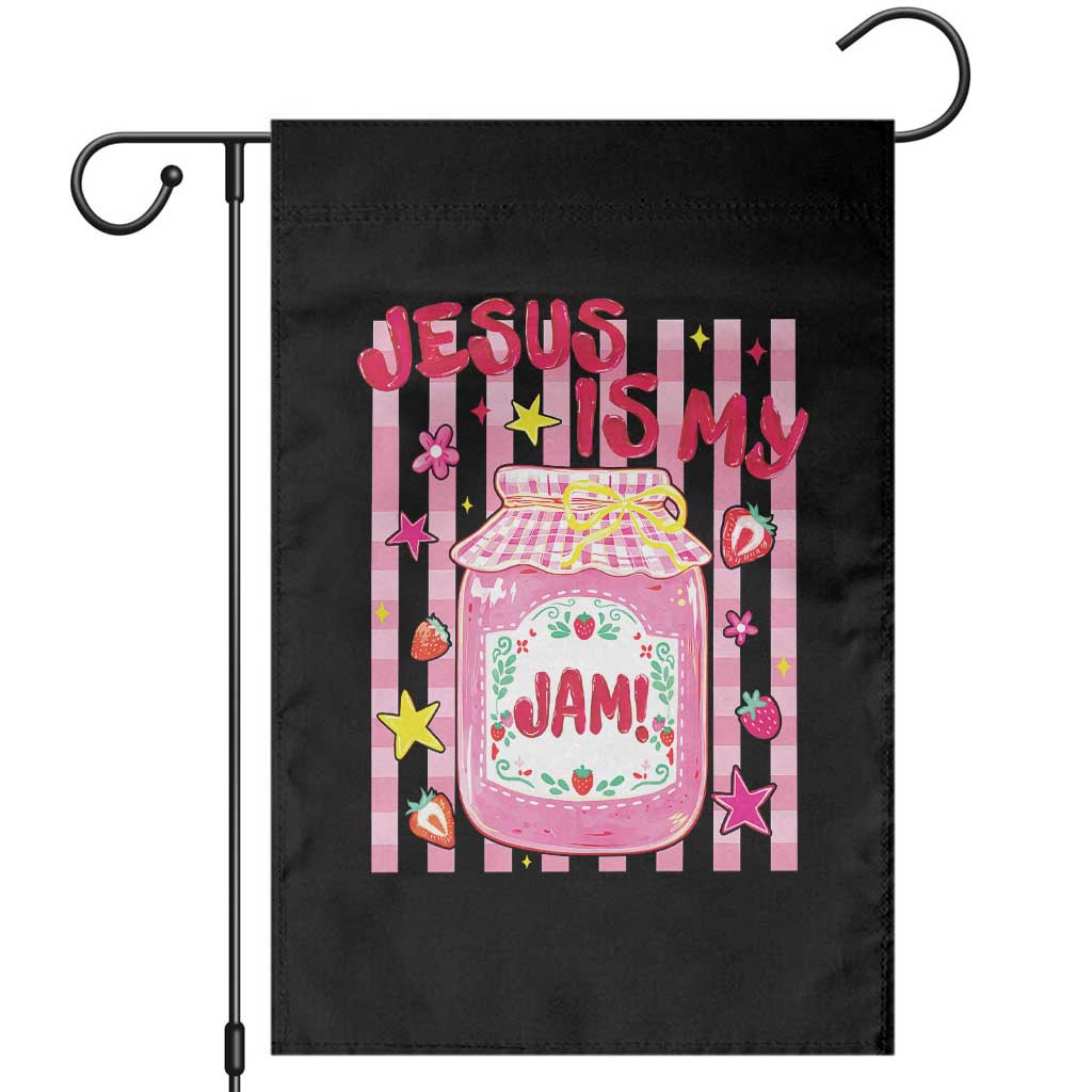 Cute Christian Faith Preppy Graphic Garden Flag Jesus Is My Jam Strawberry Fruit Jar