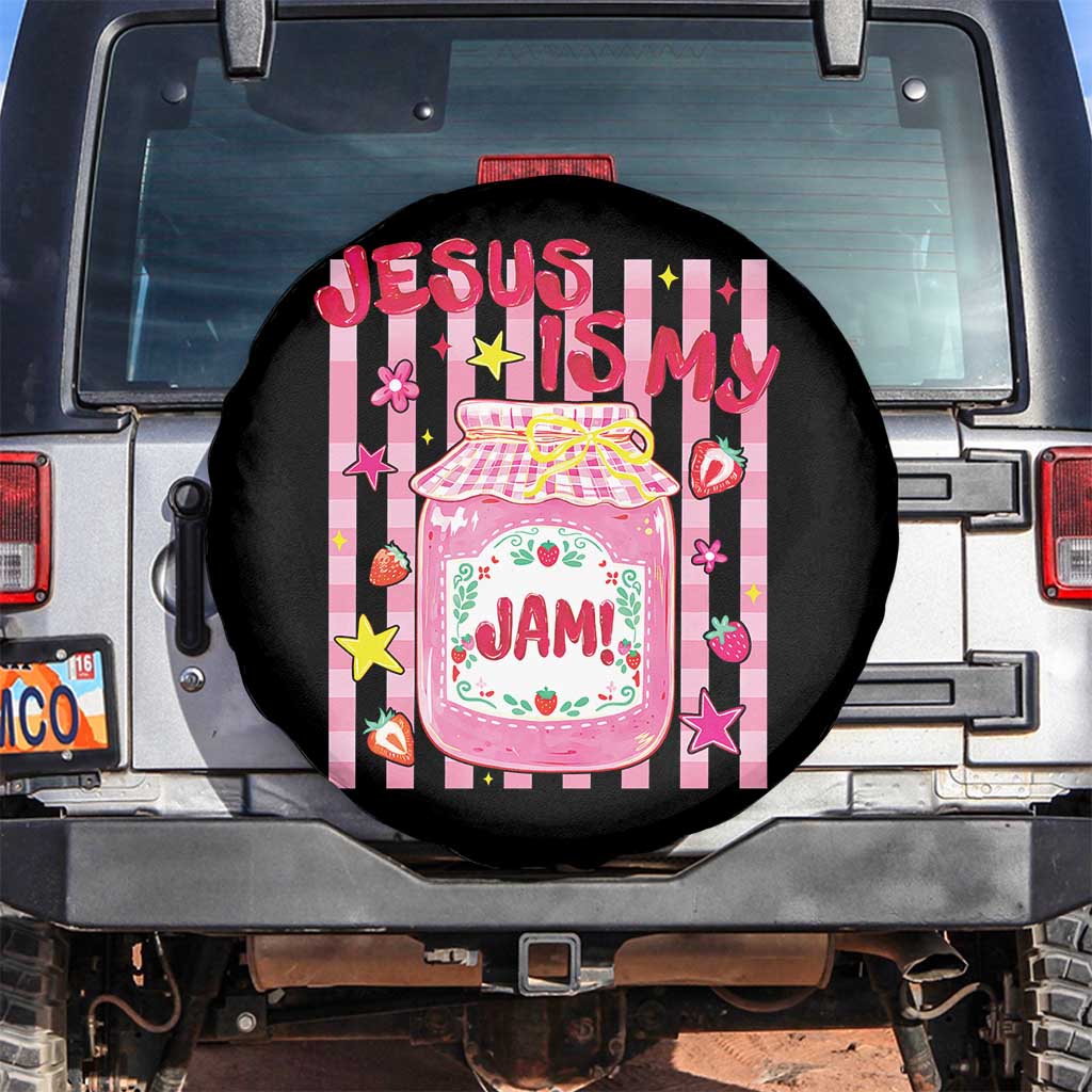 Cute Christian Faith Preppy Graphic Spare Tire Cover Jesus Is My Jam Strawberry Fruit Jar