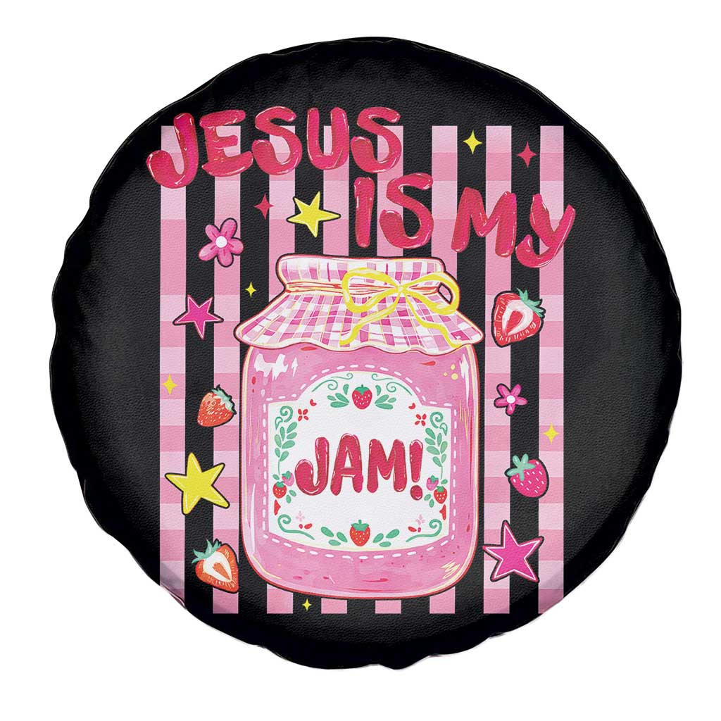 Cute Christian Faith Preppy Graphic Spare Tire Cover Jesus Is My Jam Strawberry Fruit Jar