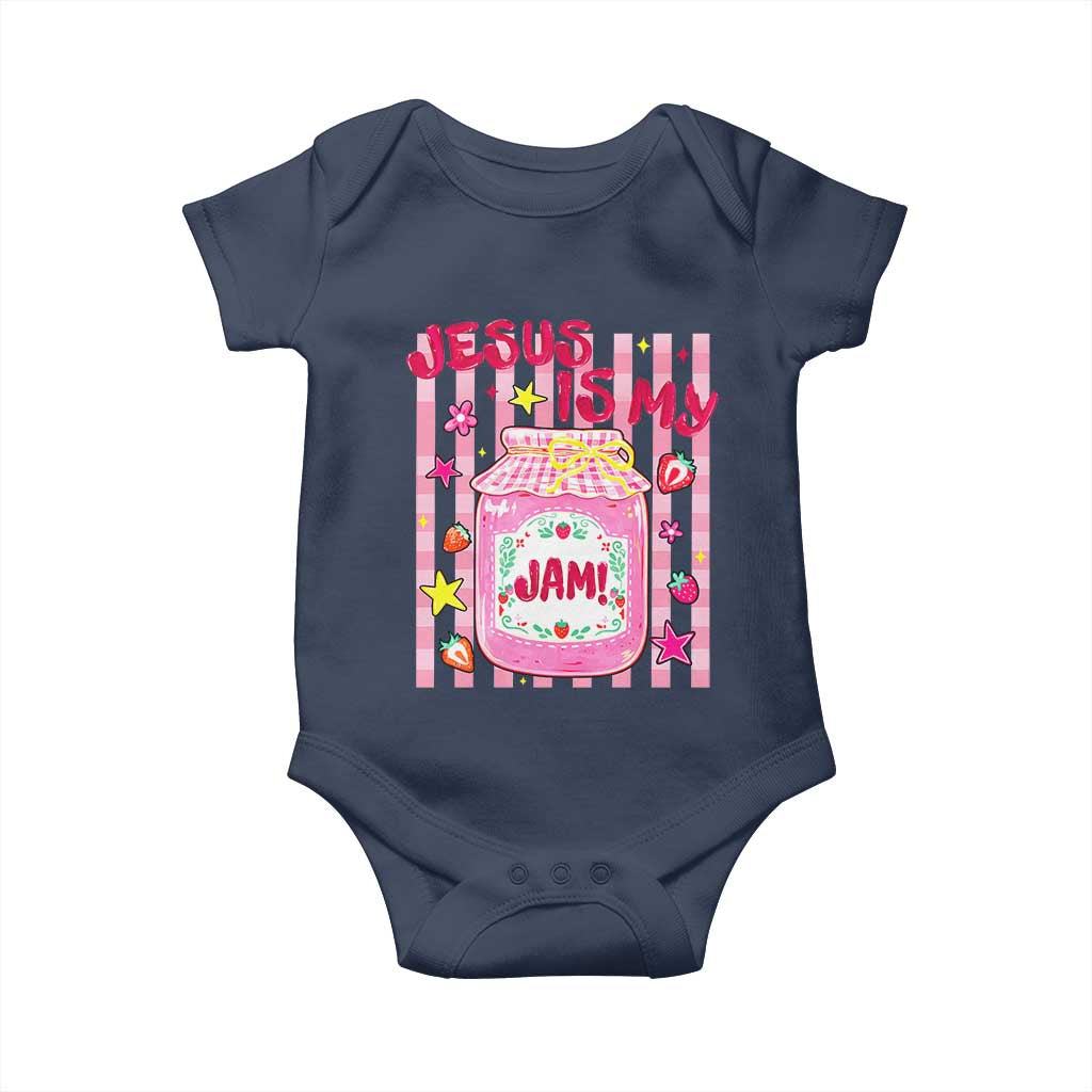 Cute Christian Faith Preppy Graphic Baby Onesie Jesus Is My Jam Strawberry Fruit Jar