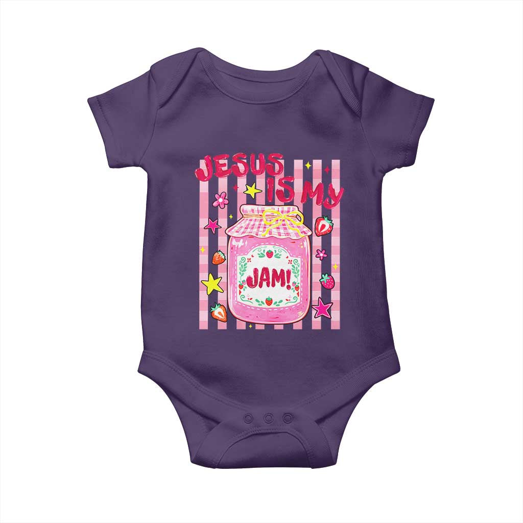 Cute Christian Faith Preppy Graphic Baby Onesie Jesus Is My Jam Strawberry Fruit Jar
