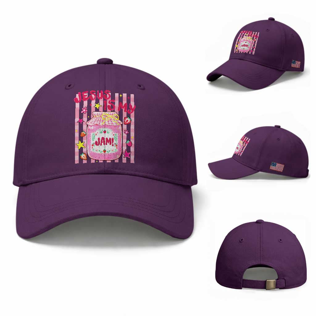 Cute Christian Faith Preppy Graphic Baseball Cap Jesus Is My Jam Strawberry Fruit Jar