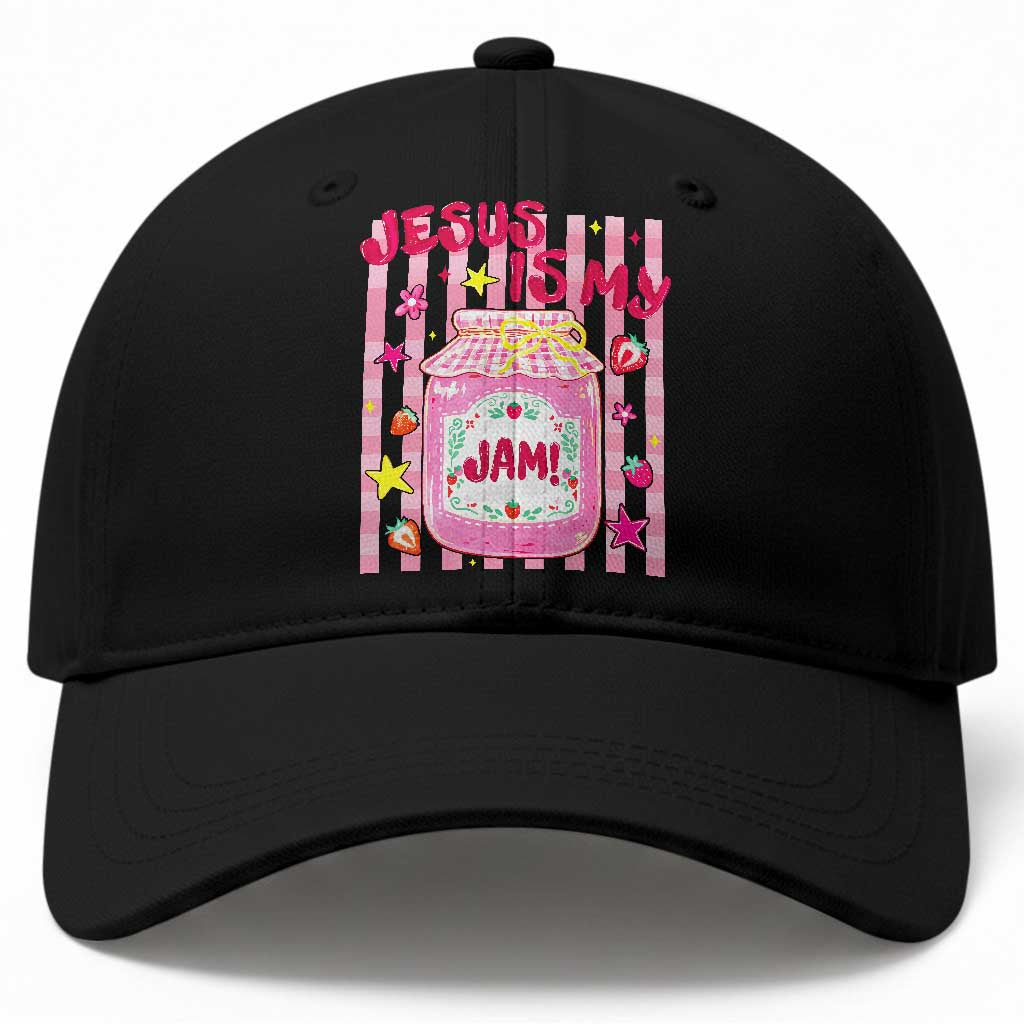 Cute Christian Faith Preppy Graphic Baseball Cap Jesus Is My Jam Strawberry Fruit Jar