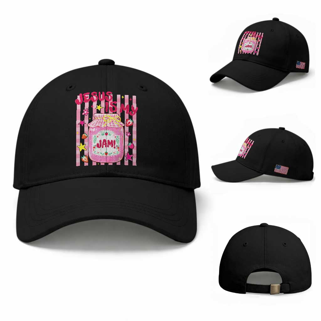 Cute Christian Faith Preppy Graphic Baseball Cap Jesus Is My Jam Strawberry Fruit Jar