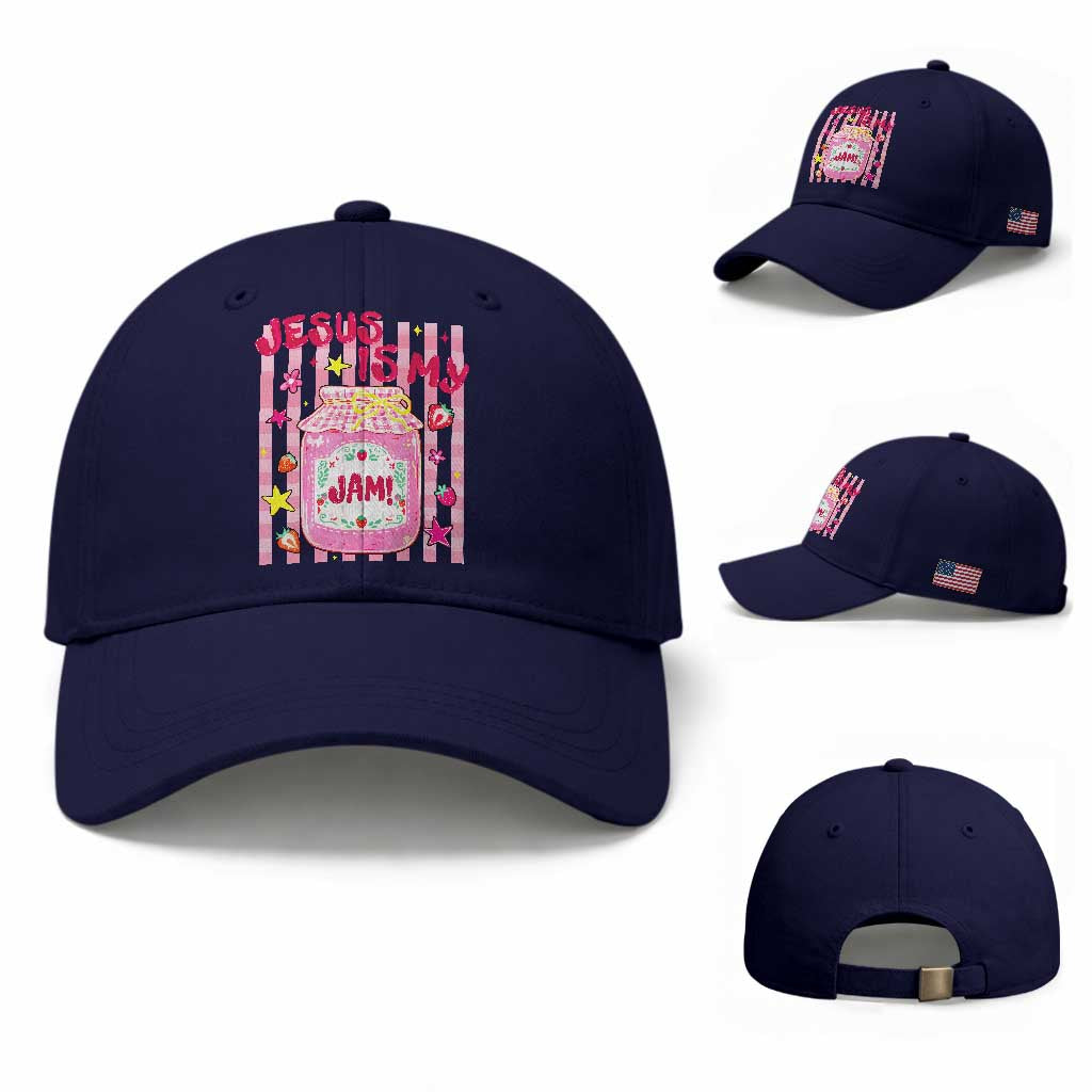 Cute Christian Faith Preppy Graphic Baseball Cap Jesus Is My Jam Strawberry Fruit Jar
