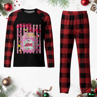 Cute Christian Faith Preppy Graphic Plaid Pajama Set Jesus Is My Jam Strawberry Fruit Jar