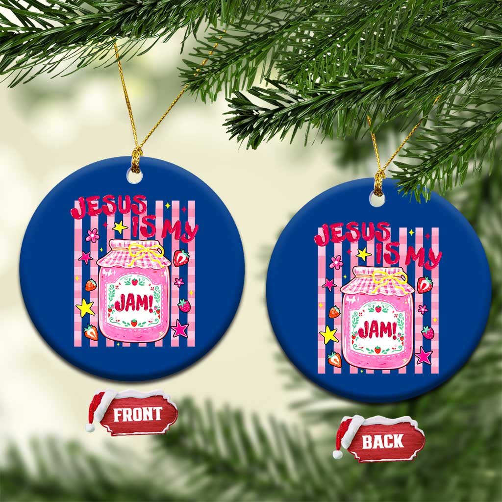 Cute Christian Faith Preppy Graphic Ceramic Ornament Jesus Is My Jam Strawberry Fruit Jar