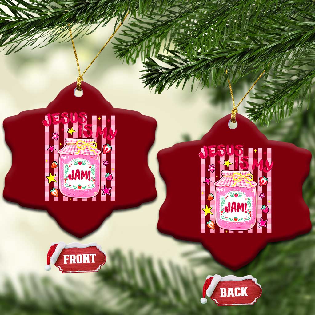 Cute Christian Faith Preppy Graphic Ceramic Ornament Jesus Is My Jam Strawberry Fruit Jar