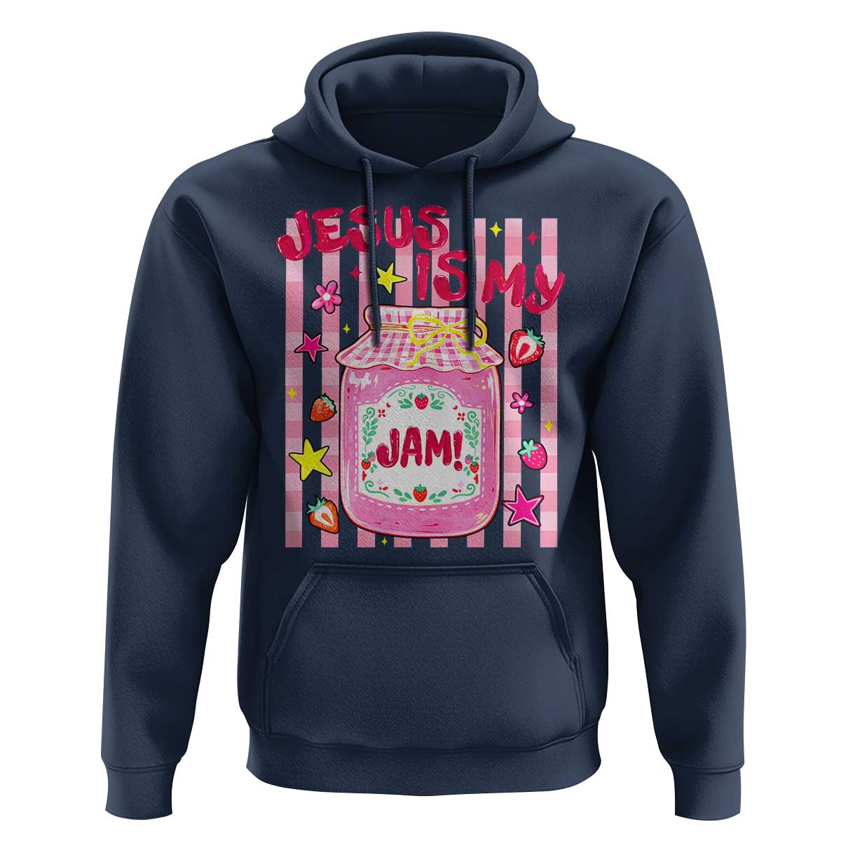 Cute Christian Faith Preppy Graphic Hoodie Jesus Is My Jam Strawberry Fruit Jar