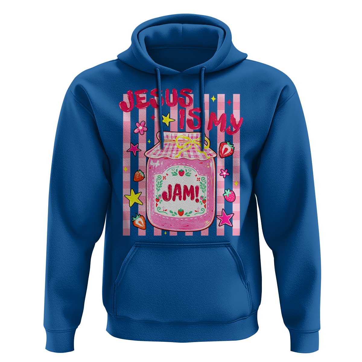 Cute Christian Faith Preppy Graphic Hoodie Jesus Is My Jam Strawberry Fruit Jar