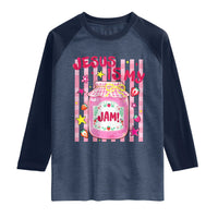 Cute Christian Faith Preppy Graphic Raglan Shirt Jesus Is My Jam Strawberry Fruit Jar