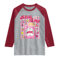 Cute Christian Faith Preppy Graphic Raglan Shirt Jesus Is My Jam Strawberry Fruit Jar