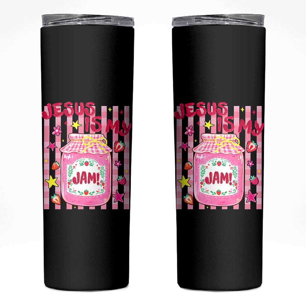Cute Christian Faith Preppy Graphic Skinny Tumbler Jesus Is My Jam Strawberry Fruit Jar