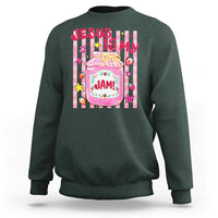 Cute Christian Faith Preppy Graphic Sweatshirt Jesus Is My Jam Strawberry Fruit Jar