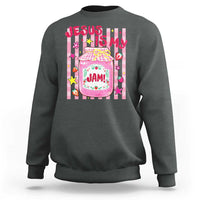 Cute Christian Faith Preppy Graphic Sweatshirt Jesus Is My Jam Strawberry Fruit Jar