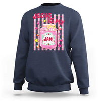 Cute Christian Faith Preppy Graphic Sweatshirt Jesus Is My Jam Strawberry Fruit Jar