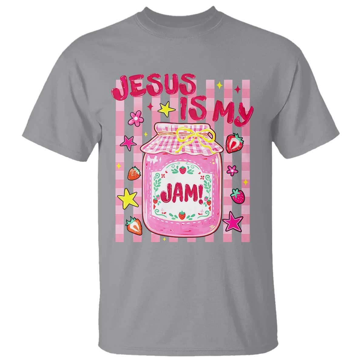 Cute Christian Faith Preppy Graphic T Shirt Jesus Is My Jam Strawberry Fruit Jar