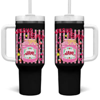 Cute Christian Faith Preppy Graphic Tumbler With Handle Jesus Is My Jam Strawberry Fruit Jar