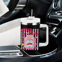 Cute Christian Faith Preppy Graphic Tumbler With Handle Jesus Is My Jam Strawberry Fruit Jar