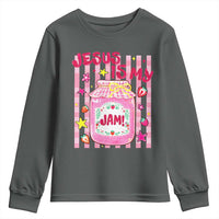 Cute Christian Faith Preppy Graphic Youth Sweatshirt Jesus Is My Jam Strawberry Fruit Jar