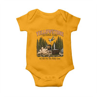 Do Not Pet The Fluffy Cows Yellowstone National Park Baby Onesie Funny Vintage Bison Tourist Attack Graphic