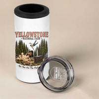 Do Not Pet The Fluffy Cows Yellowstone National Park 4 in 1 Can Cooler Tumbler Funny Vintage Bison Tourist Attack Graphic