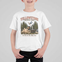 Do Not Pet The Fluffy Cows Yellowstone National Park T Shirt For Kid Funny Vintage Bison Tourist Attack Graphic