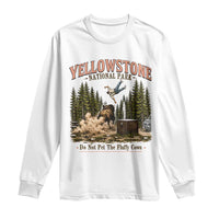 Do Not Pet The Fluffy Cows Yellowstone National Park Long Sleeve Shirt Funny Vintage Bison Tourist Attack Graphic