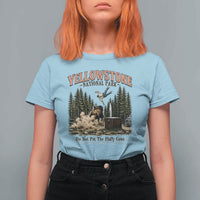 Do Not Pet The Fluffy Cows Yellowstone National Park T Shirt For Women Funny Vintage Bison Tourist Attack Graphic