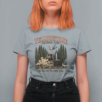 Do Not Pet The Fluffy Cows Yellowstone National Park T Shirt For Women Funny Vintage Bison Tourist Attack Graphic