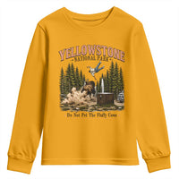 Do Not Pet The Fluffy Cows Yellowstone National Park Youth Sweatshirt Funny Vintage Bison Tourist Attack Graphic