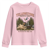 Do Not Pet The Fluffy Cows Yellowstone National Park Youth Sweatshirt Funny Vintage Bison Tourist Attack Graphic