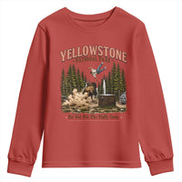 Do Not Pet The Fluffy Cows Yellowstone National Park Youth Sweatshirt Funny Vintage Bison Tourist Attack Graphic