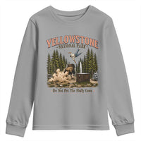 Do Not Pet The Fluffy Cows Yellowstone National Park Youth Sweatshirt Funny Vintage Bison Tourist Attack Graphic