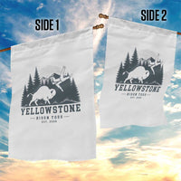 Yellowstone Bison Toss Est 2026 Garden Flag Funny Sarcastic Tourist National Park Badge Graphic