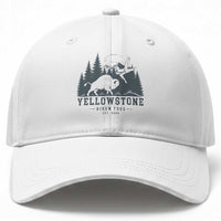 Yellowstone Bison Toss Est 2026 Baseball Cap Funny Sarcastic Tourist National Park Badge Graphic