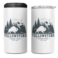 Yellowstone Bison Toss Est 2026 4 in 1 Can Cooler Tumbler Funny Sarcastic Tourist National Park Badge Graphic
