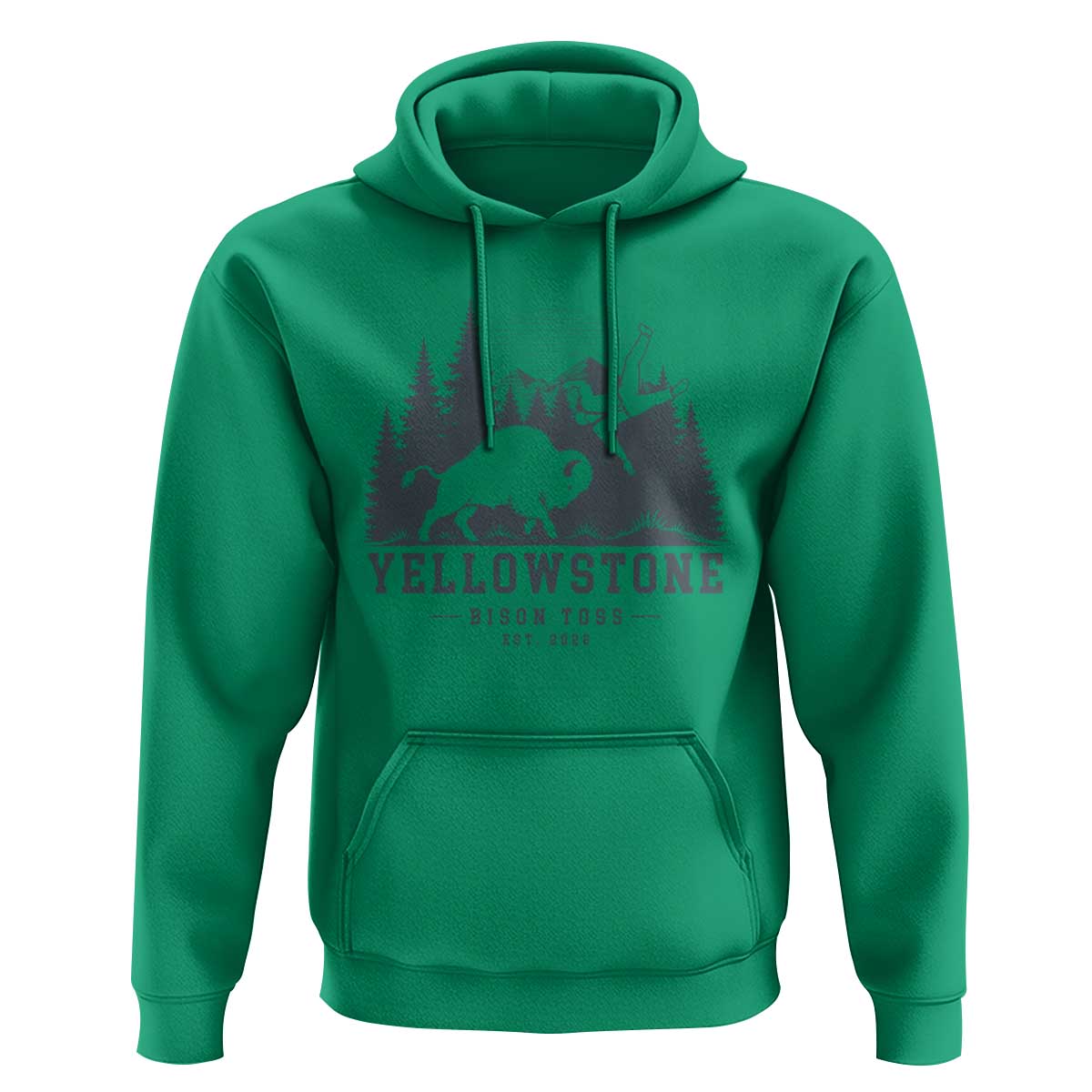 Yellowstone Bison Toss Est 2026 Hoodie Funny Sarcastic Tourist National Park Badge Graphic