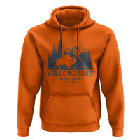 Yellowstone Bison Toss Est 2026 Hoodie Funny Sarcastic Tourist National Park Badge Graphic