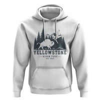 Yellowstone Bison Toss Est 2026 Hoodie Funny Sarcastic Tourist National Park Badge Graphic
