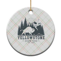 Yellowstone Bison Toss Est 2026 Ceramic Ornament Funny Sarcastic Tourist National Park Badge Graphic