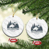 Yellowstone Bison Toss Est 2026 Ceramic Ornament Funny Sarcastic Tourist National Park Badge Graphic