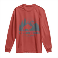 Yellowstone Bison Toss Est 2026 Long Sleeve Shirt Funny Sarcastic Tourist National Park Badge Graphic